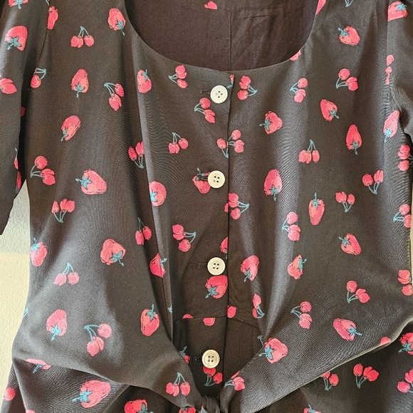 Quanta Du Soleil De Paris Boho Feminine Mini Dress Black Cherry Sz 34 XS - Picture 5 of 15